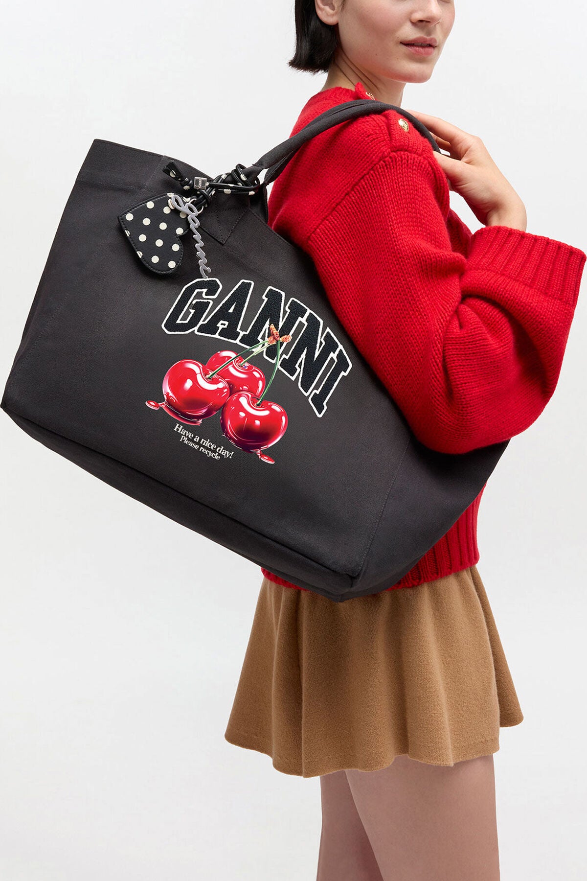 Black Medium Cherry Tote