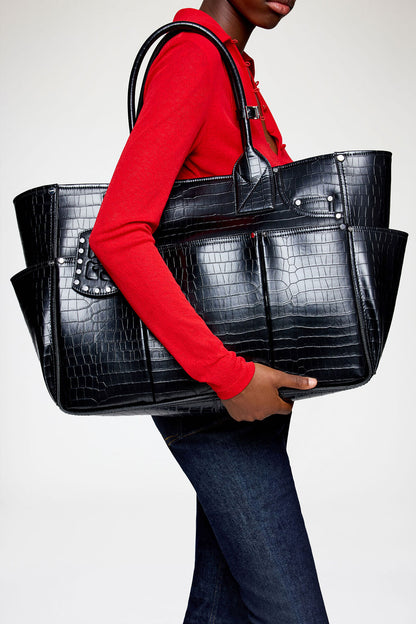 Posy Bag in Black Croco