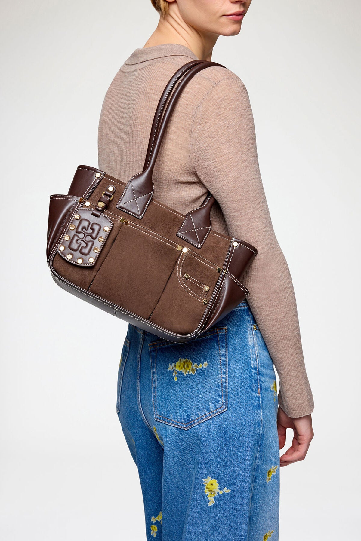 Small Posy Bag in Brown Suede