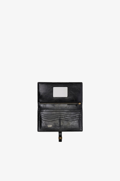 Sue Slim Long Wallet in Black