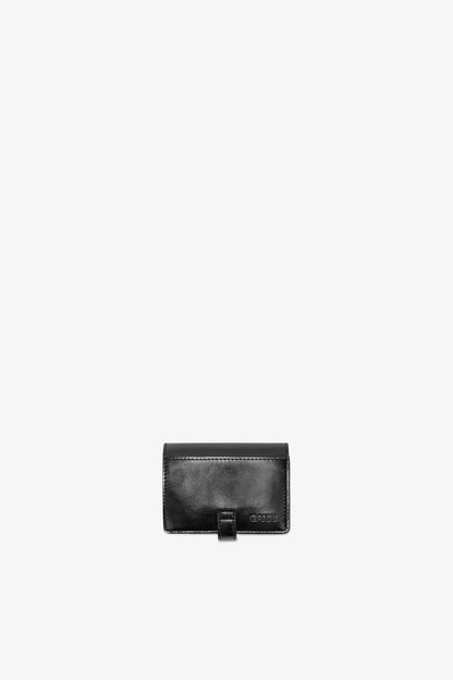 Sue Slim Card Holder With Flap in Black