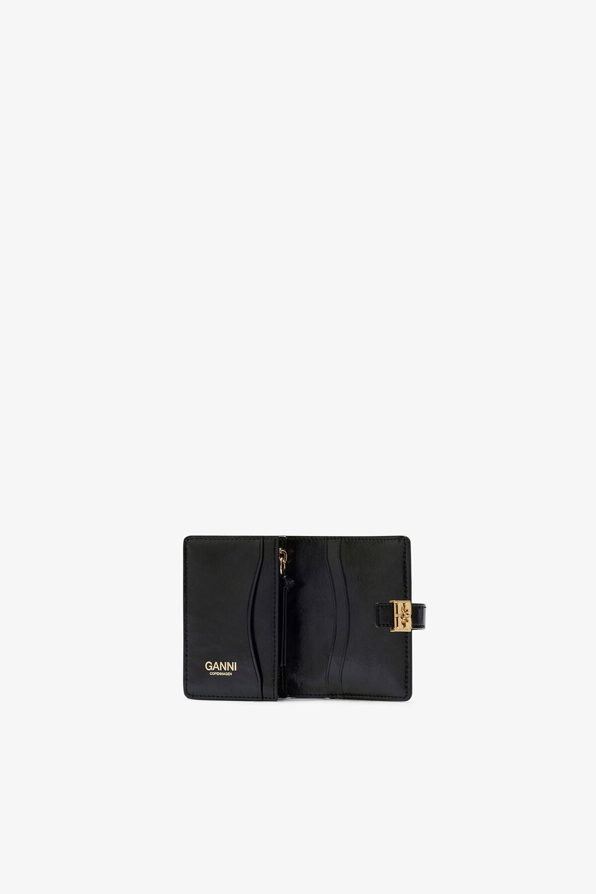 Sue Slim Card Holder With Flap in Black