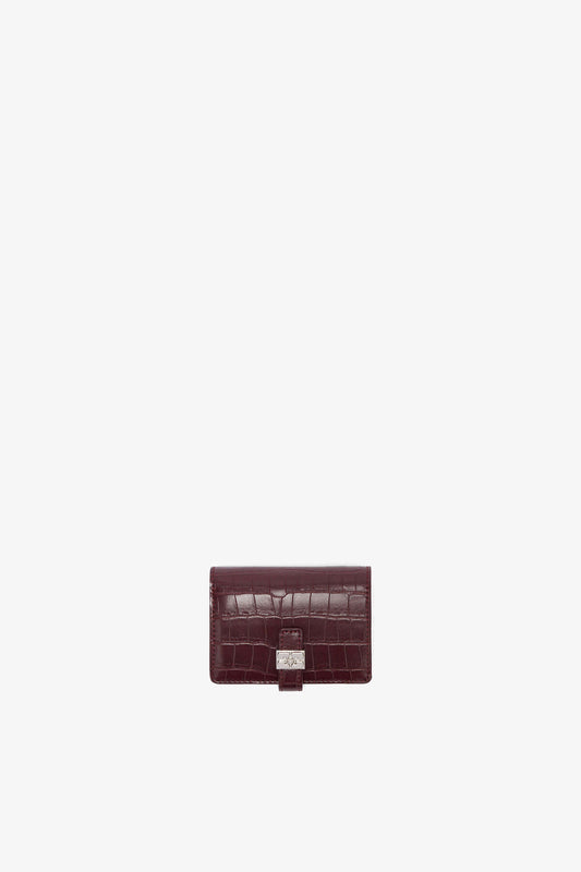 Sue Slim Wallet With Flap in Burgundy Croco