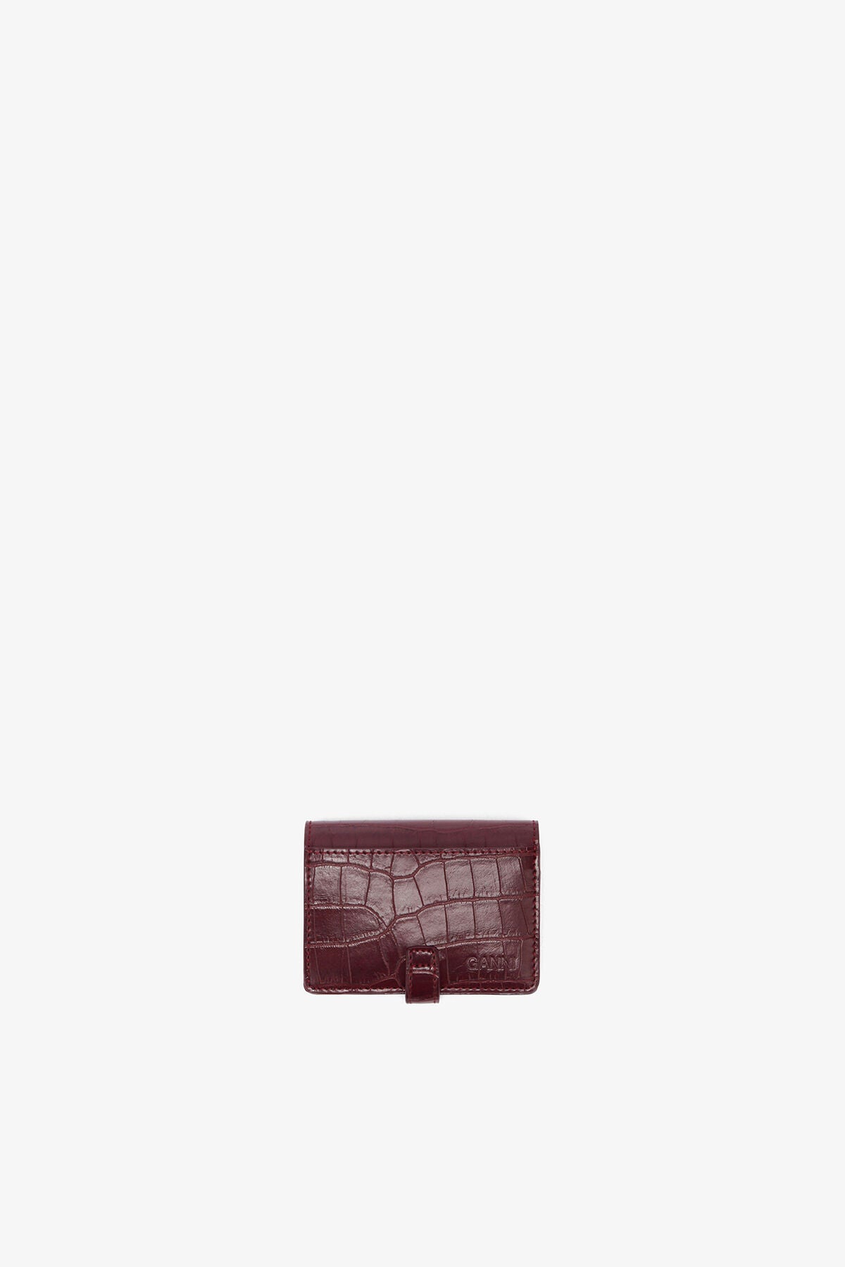 Sue Slim Wallet With Flap in Burgundy Croco