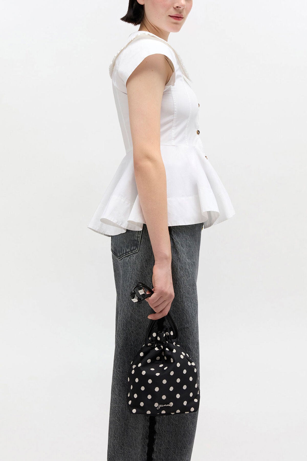 Printed Bou Bucket Pouch with Dots