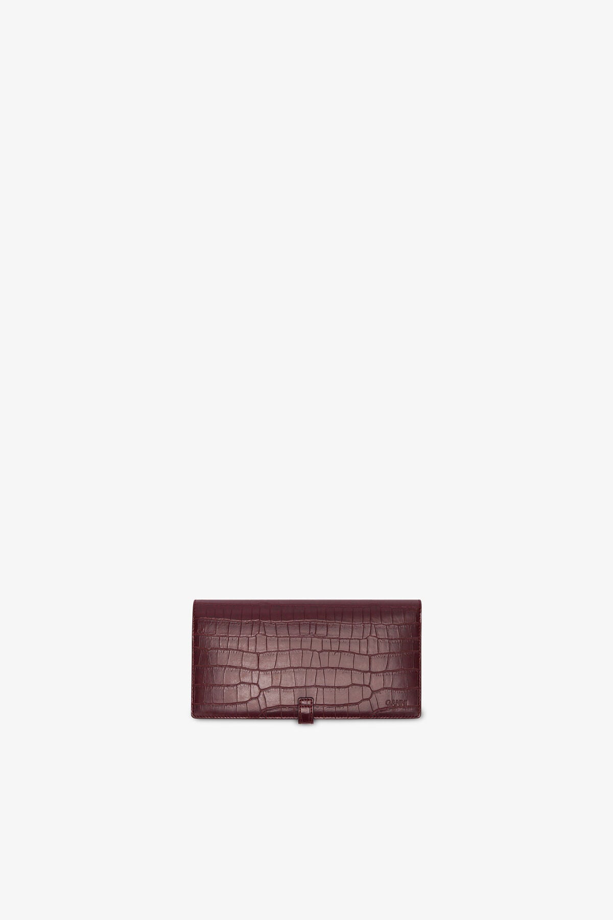 Sue Long Slim Wallet in Burgundy Croco