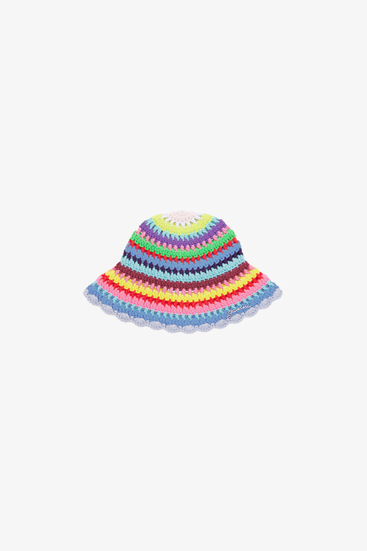 Bucket Hat in Striped Crochet