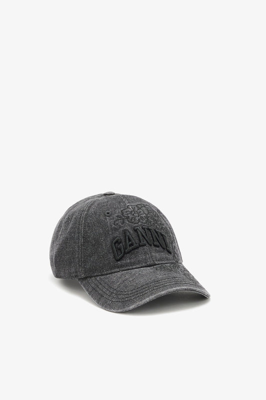 Cap in Embroidered Denim