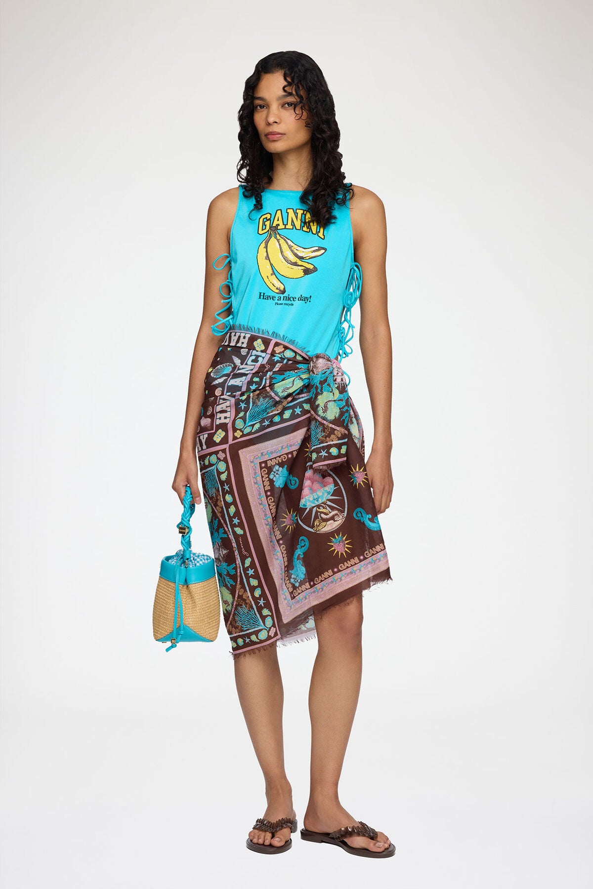 Pareu Scarf in Printed Cotton