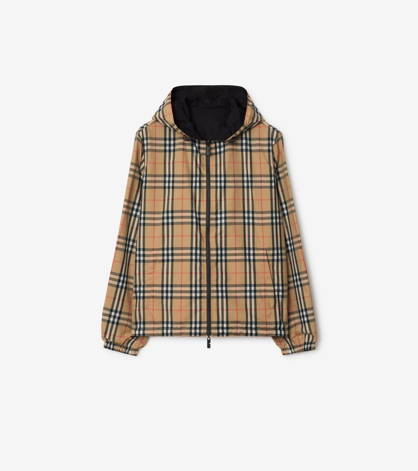 Reversible Check Newport Hooded Jacket in Pilot blue