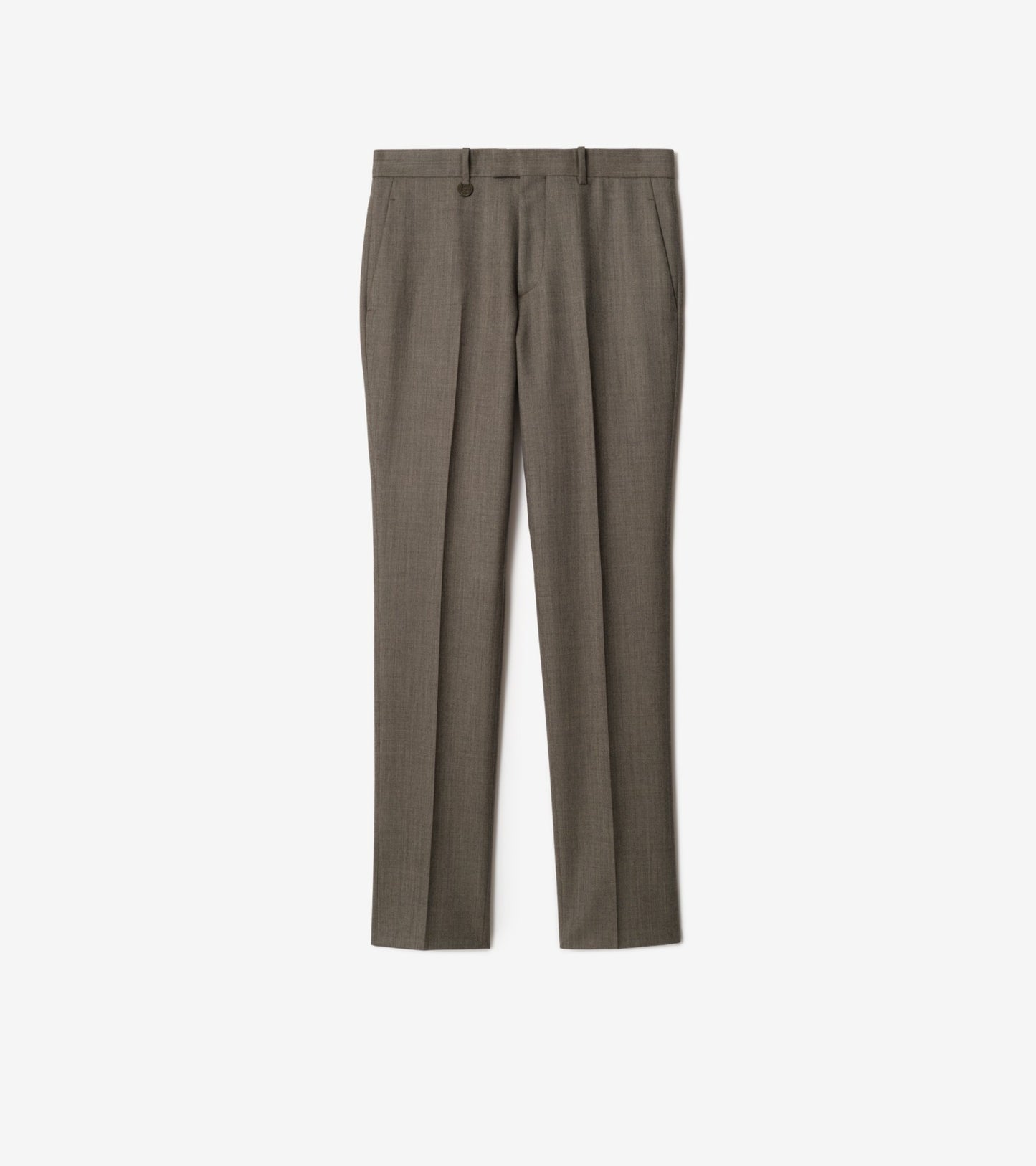 Sharkskin Wool Tailored Trousers in Soil brown/calico beige