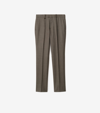 Sharkskin Wool Tailored Trousers in Soil brown/calico beige