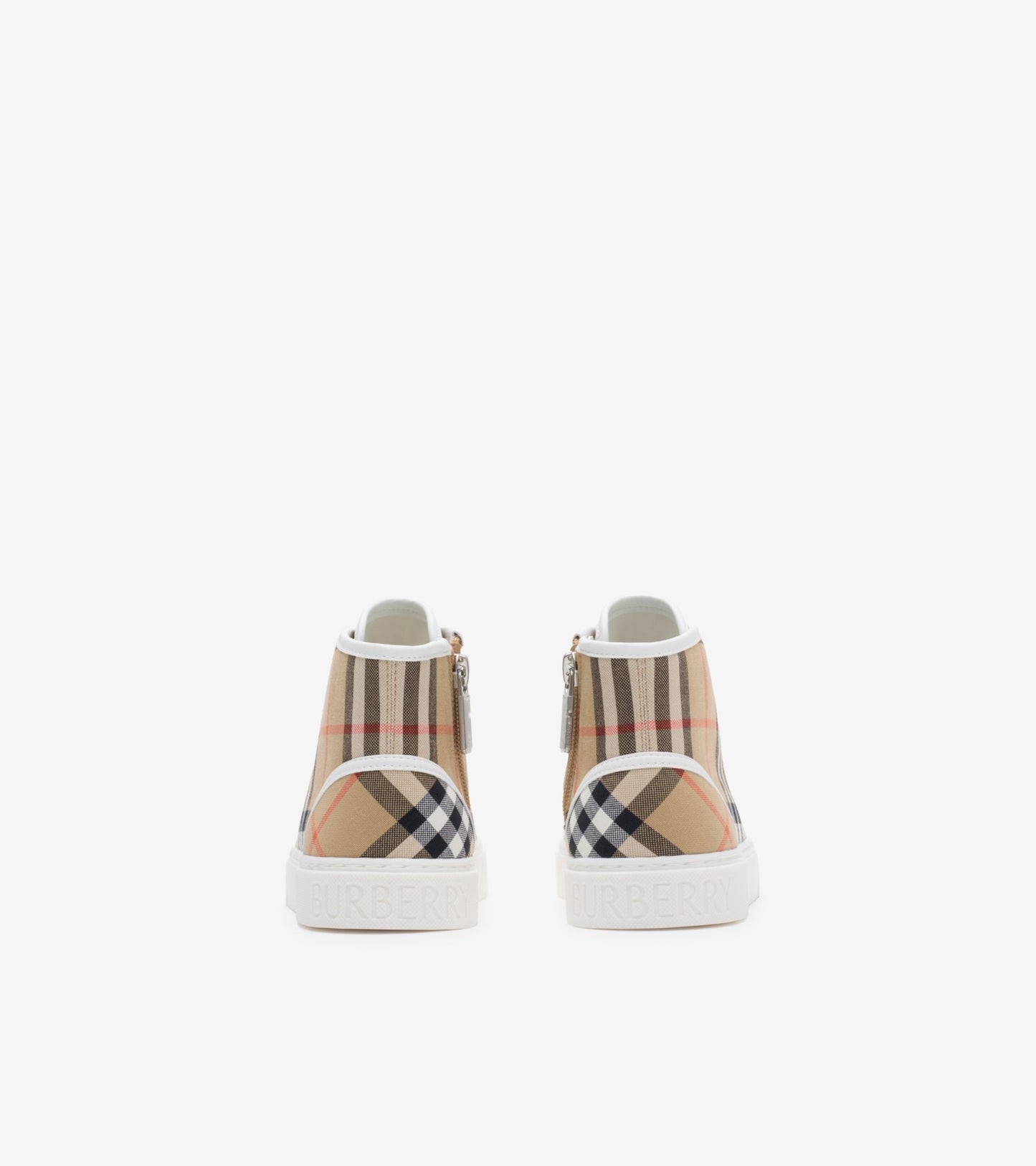 Check Cotton High-top Sneakers in Sand beige - Children
