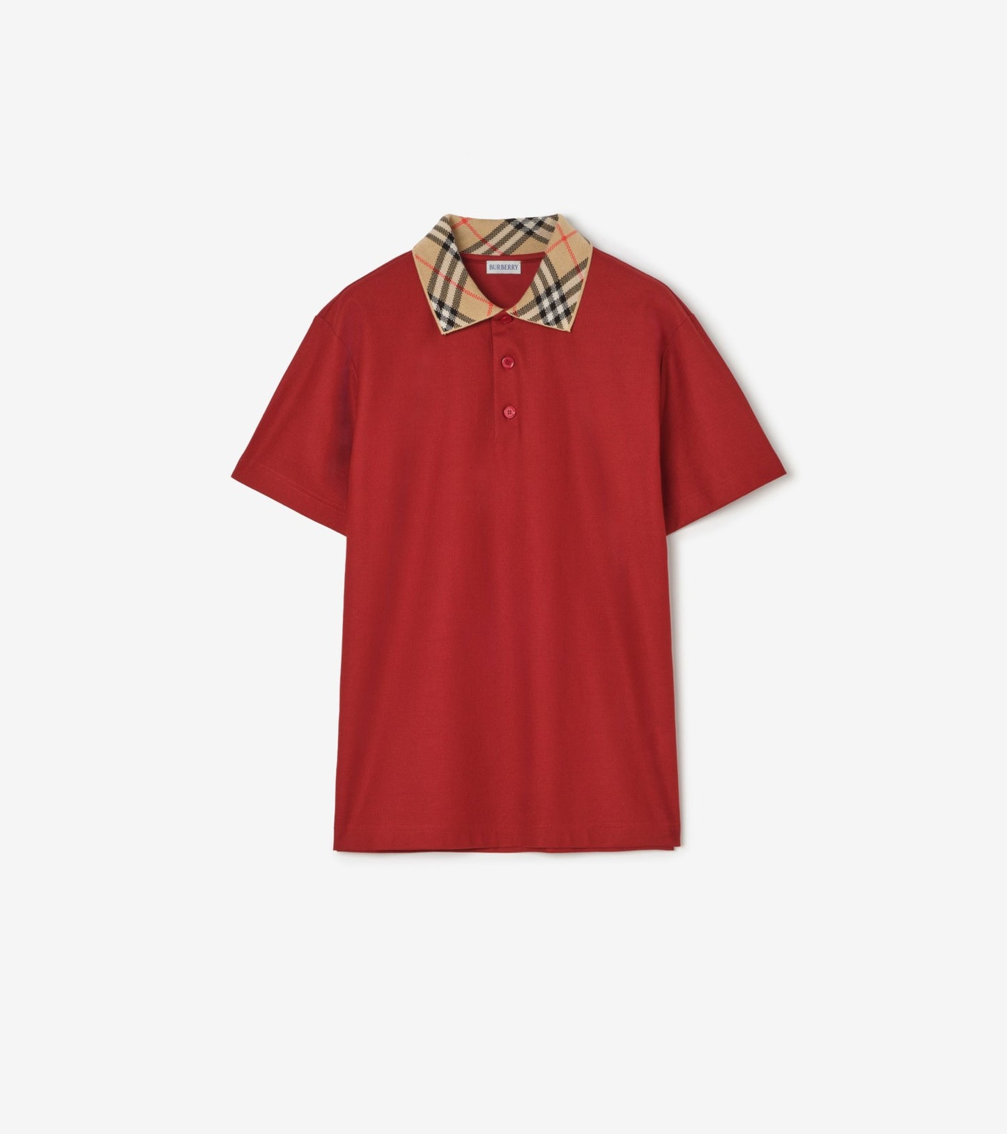 Check Collar Cotton Polo Shirt in Clove brown