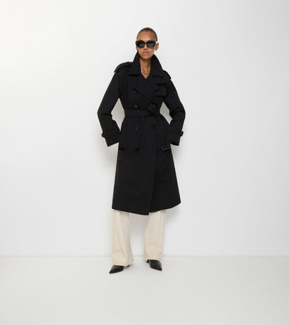 Long Castleford Trench Coat in Black