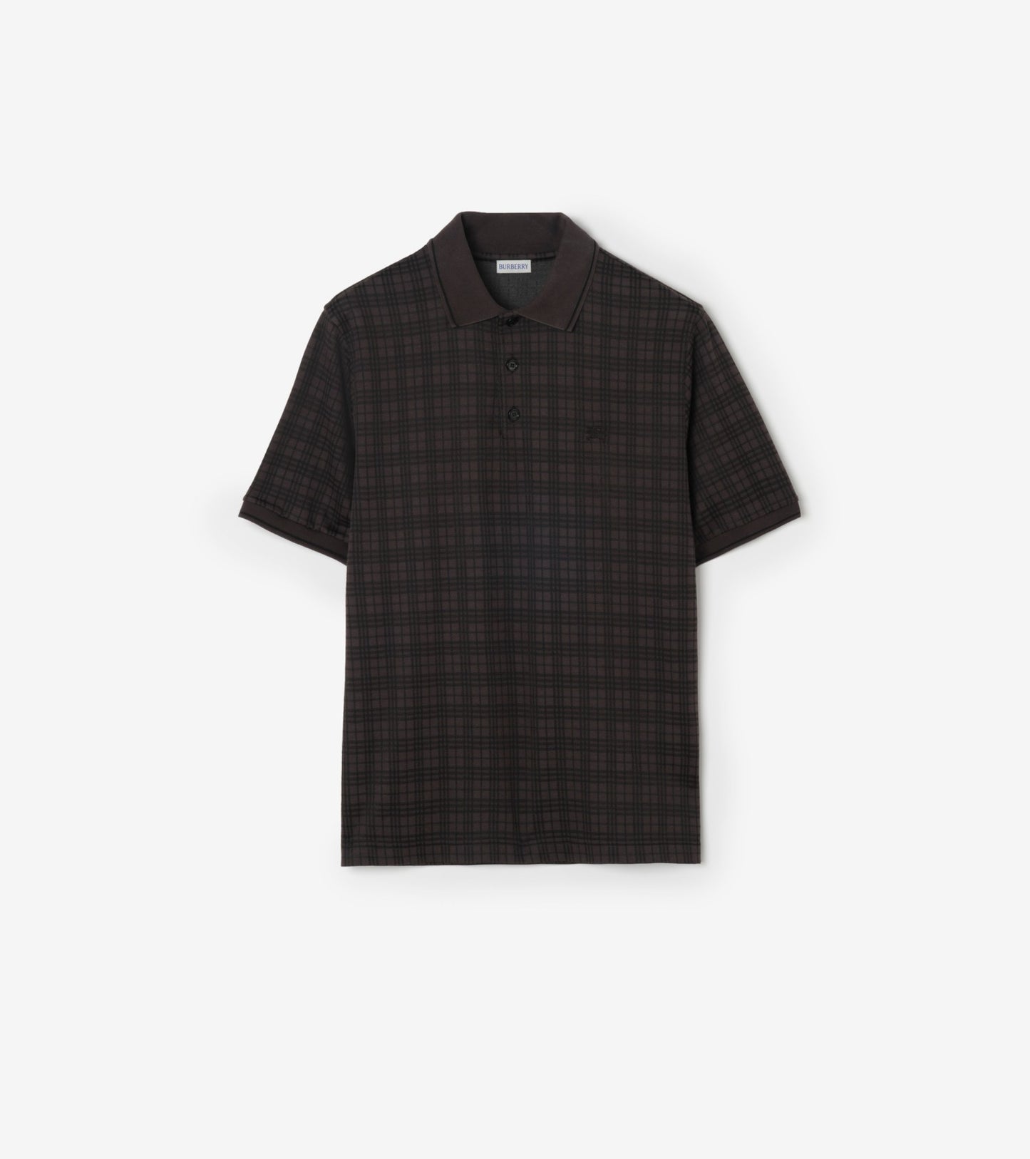 Check Cotton Blend Polo Shirt in Sand beige
