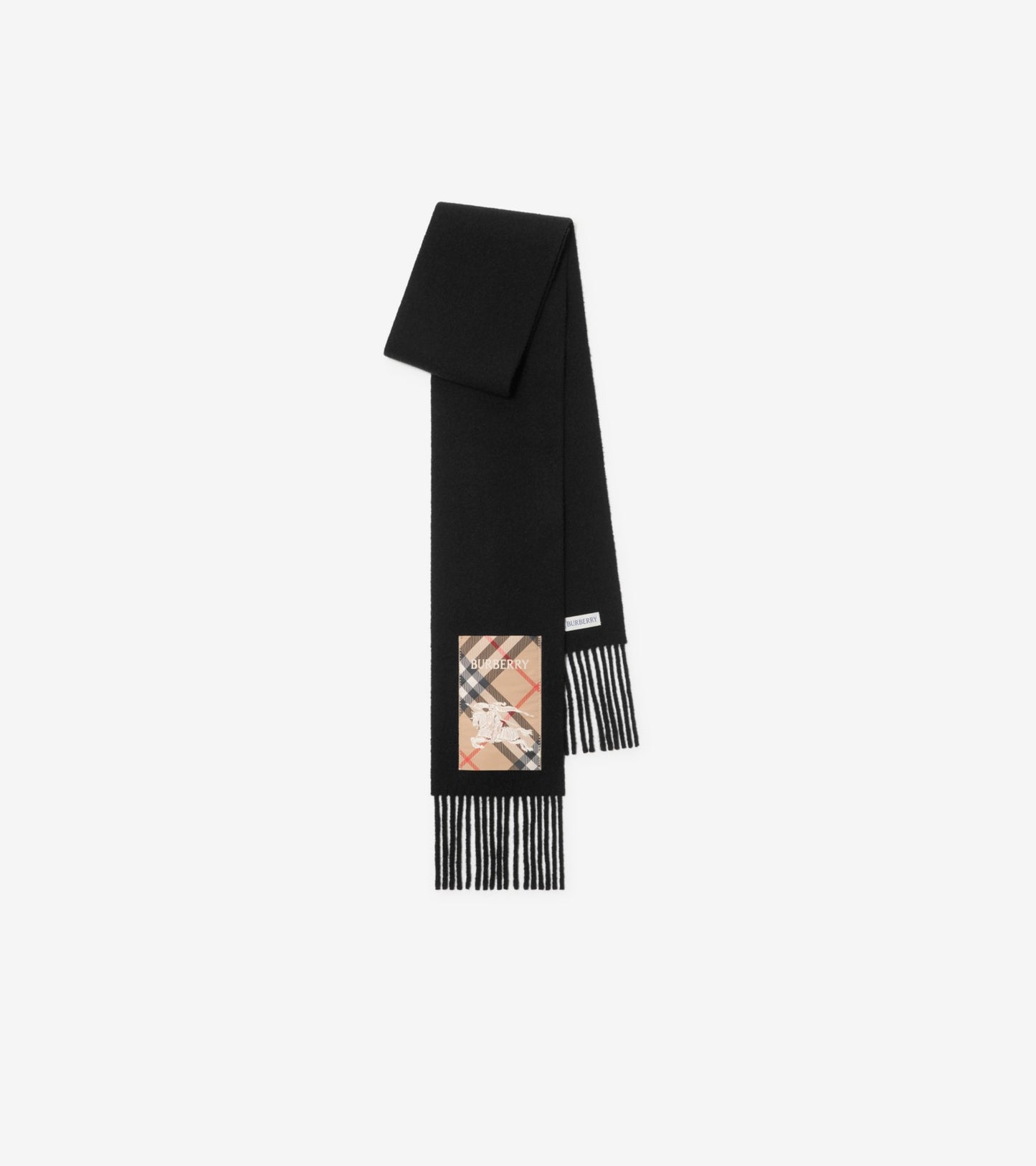 Check Label Cashmere Scarf in Crayon red