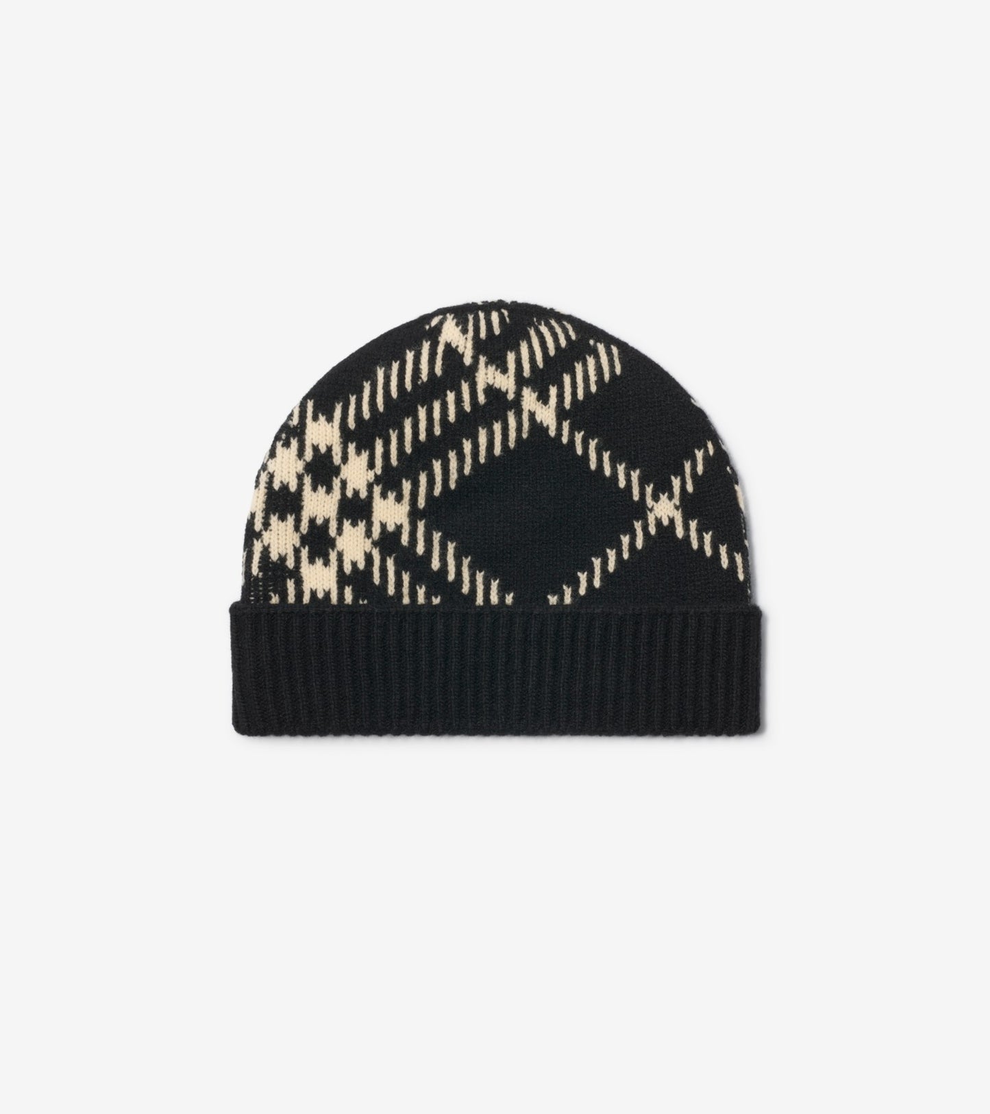 Check Cashmere Blend Beanie in Sand beige