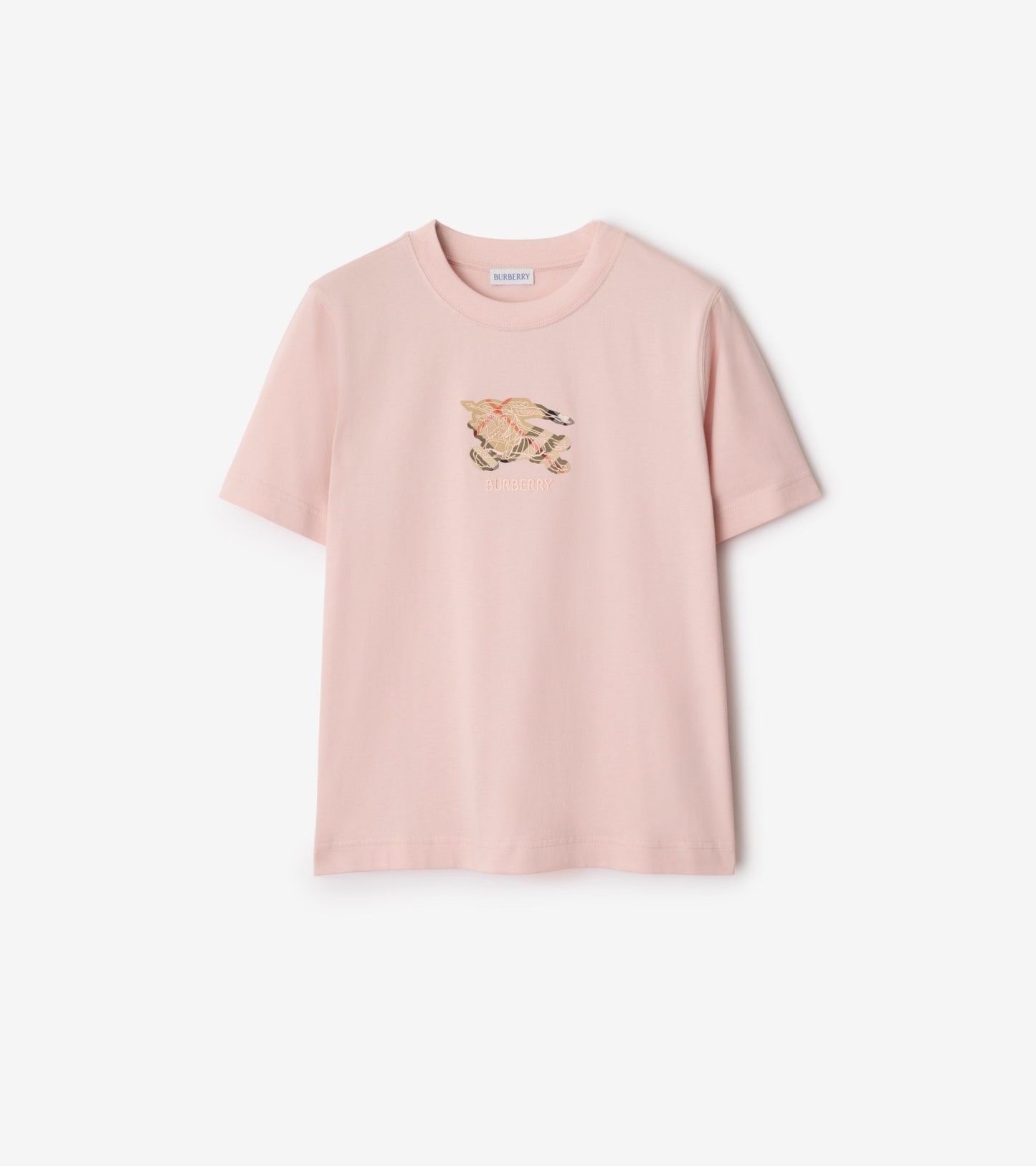 Knight Check Cotton T-shirt in Bouquet pink