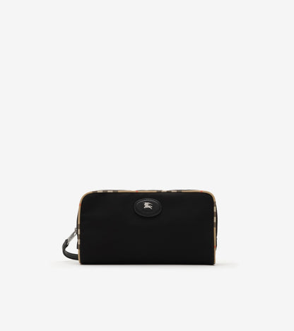 Small Check Trim Travel Pouch in Black