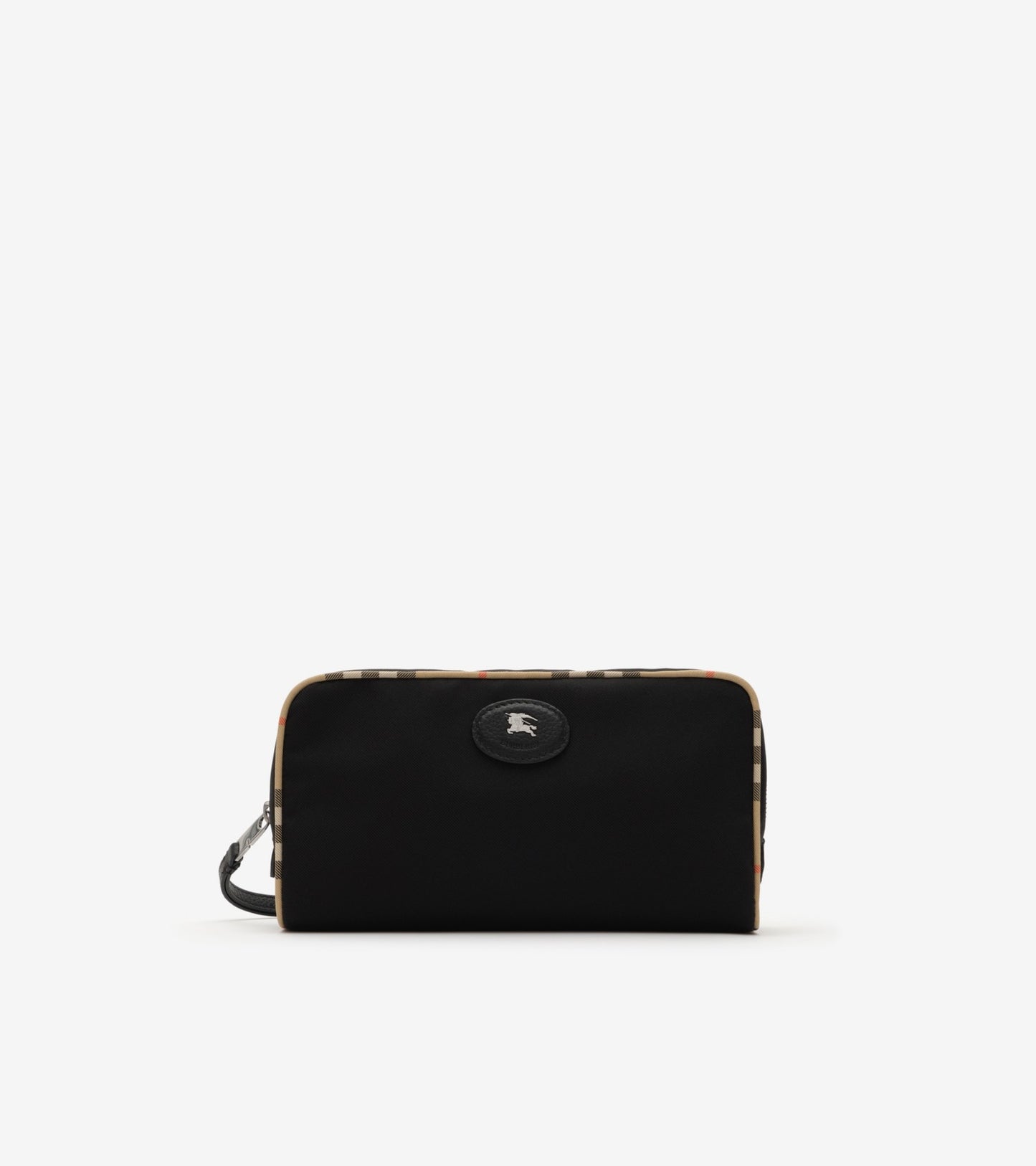 Medium Check Trim Travel Pouch in Black