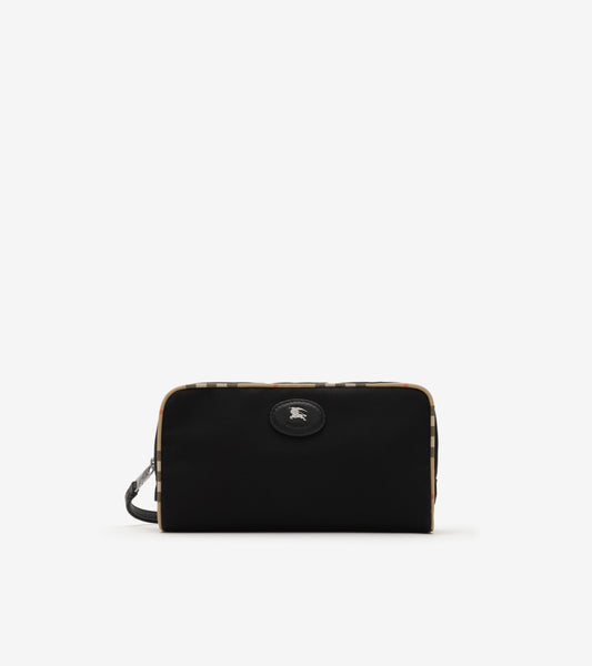 Medium Check Trim Travel Pouch in Black