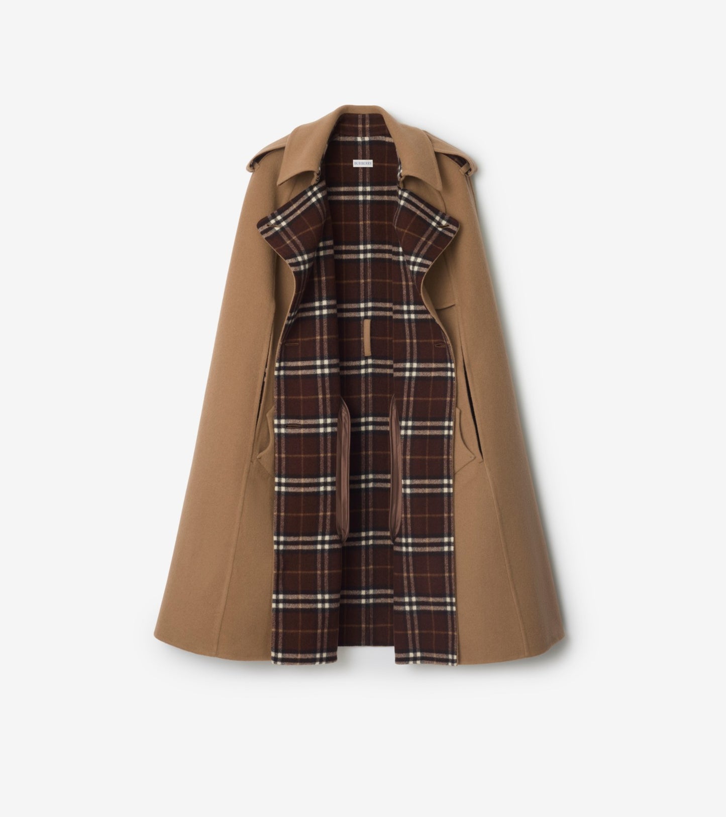 Wool Belmont Trench Cape in Camel brown/treacle brown