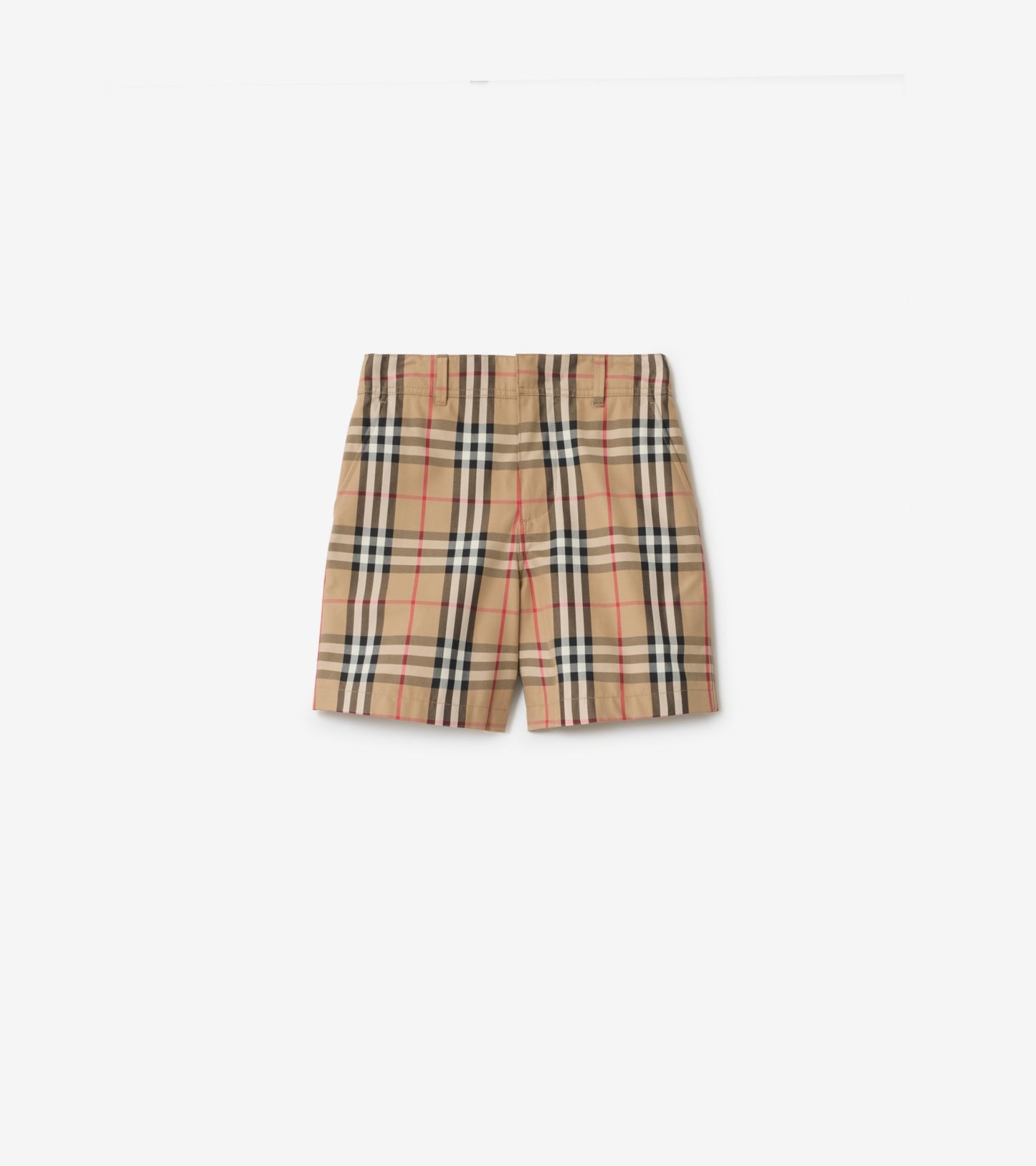 Check Cotton Oxford Shorts in Sand beige