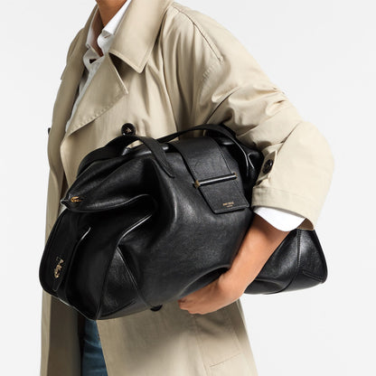 Bar Holdall Large Black Biker Leather Holdall Bag