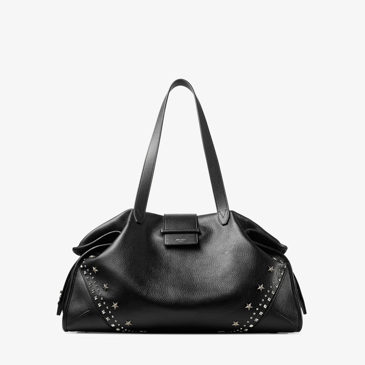 Bar Holdall Large Black Soft Grained Calf Skin Tote Bag with Textured Stars
