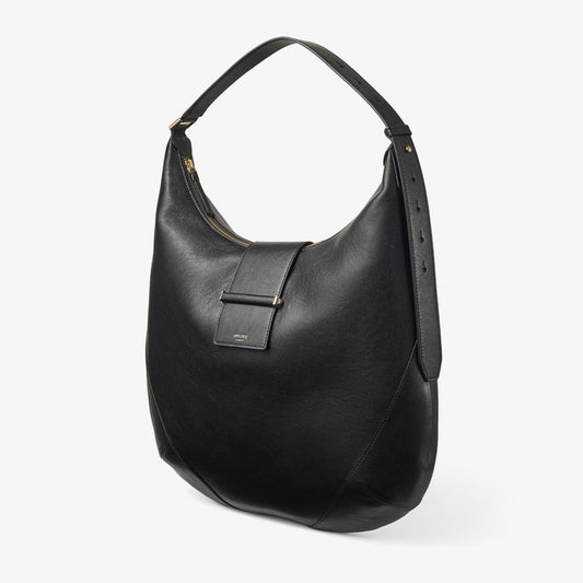 Bar Hobo Medium Black Biker Leather Shoulder Bag