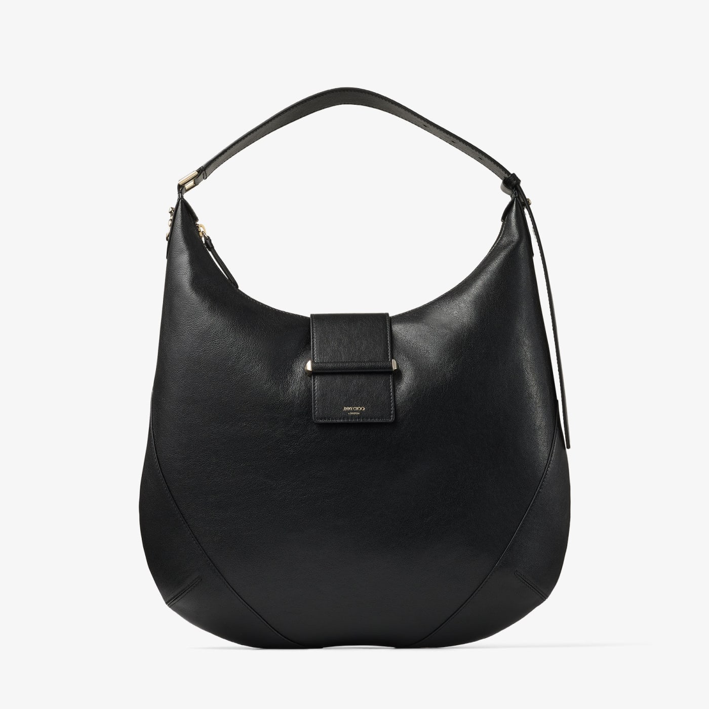 Bar Hobo Medium Black Biker Leather Shoulder Bag