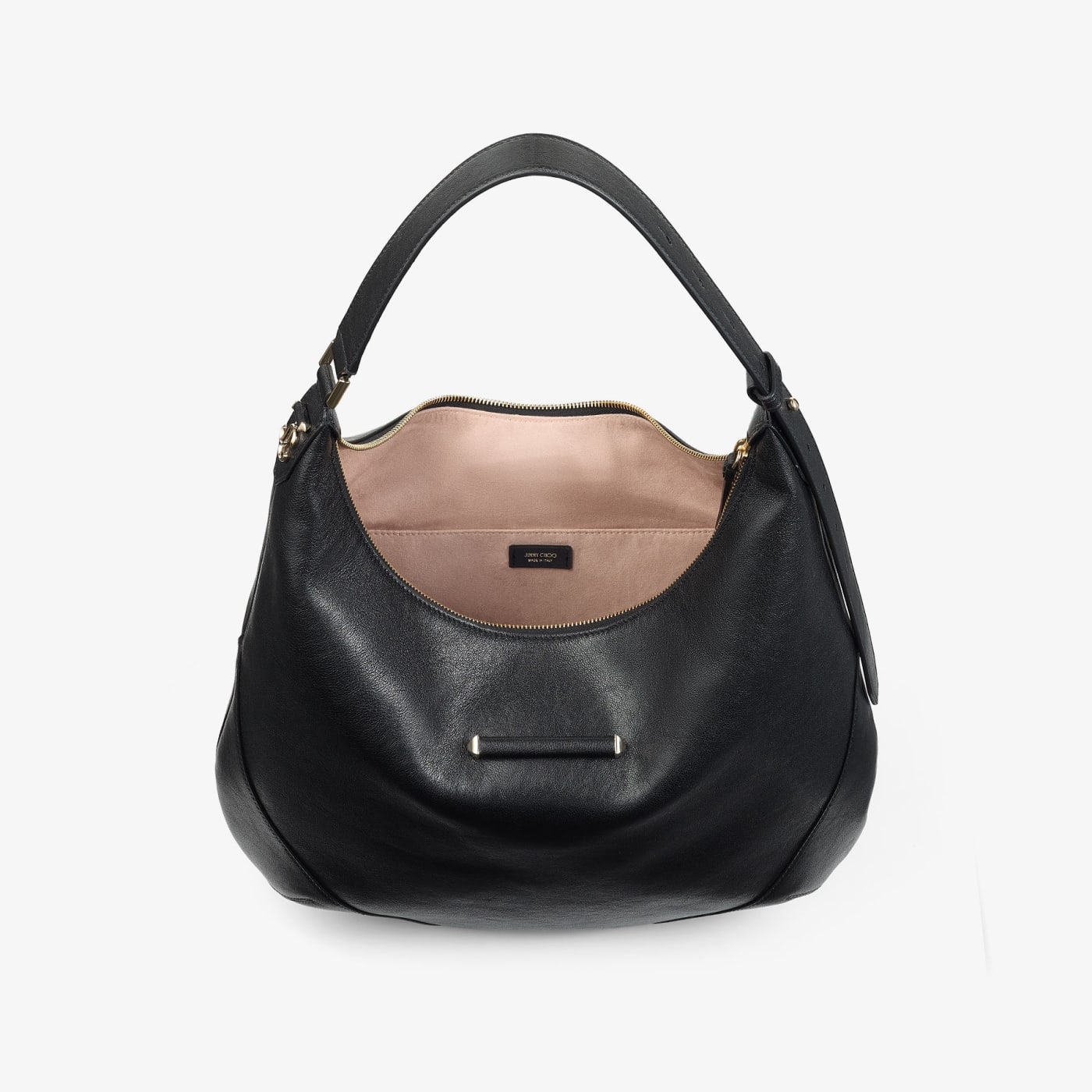 Bar Hobo Medium Black Biker Leather Shoulder Bag