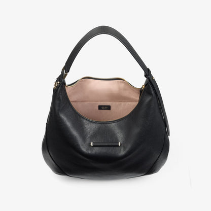 Bar Hobo Medium Black Biker Leather Shoulder Bag