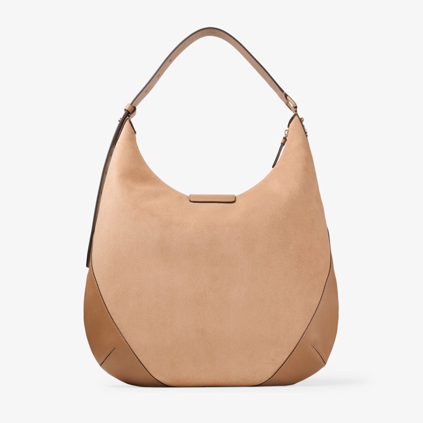 Bar Hobo M Toffee Suede Shoulder Bag with Biker Leather Trims