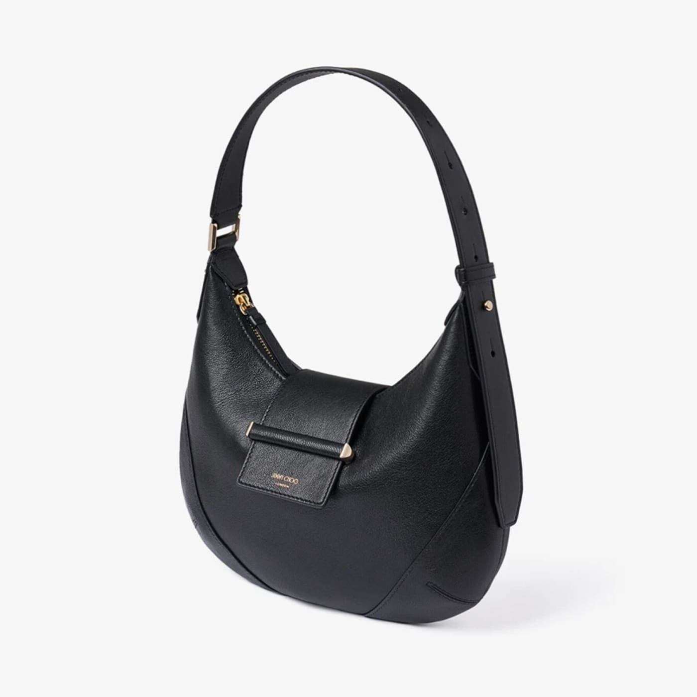 Bar Hobo Small Black Biker Leather Shoulder Bag