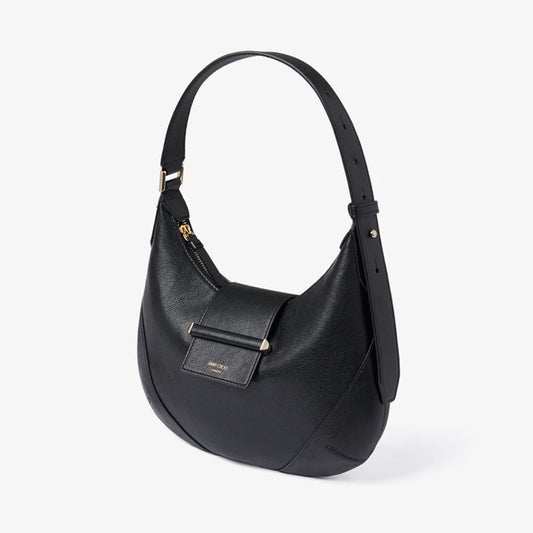 Bar Hobo Small Black Biker Leather Shoulder Bag