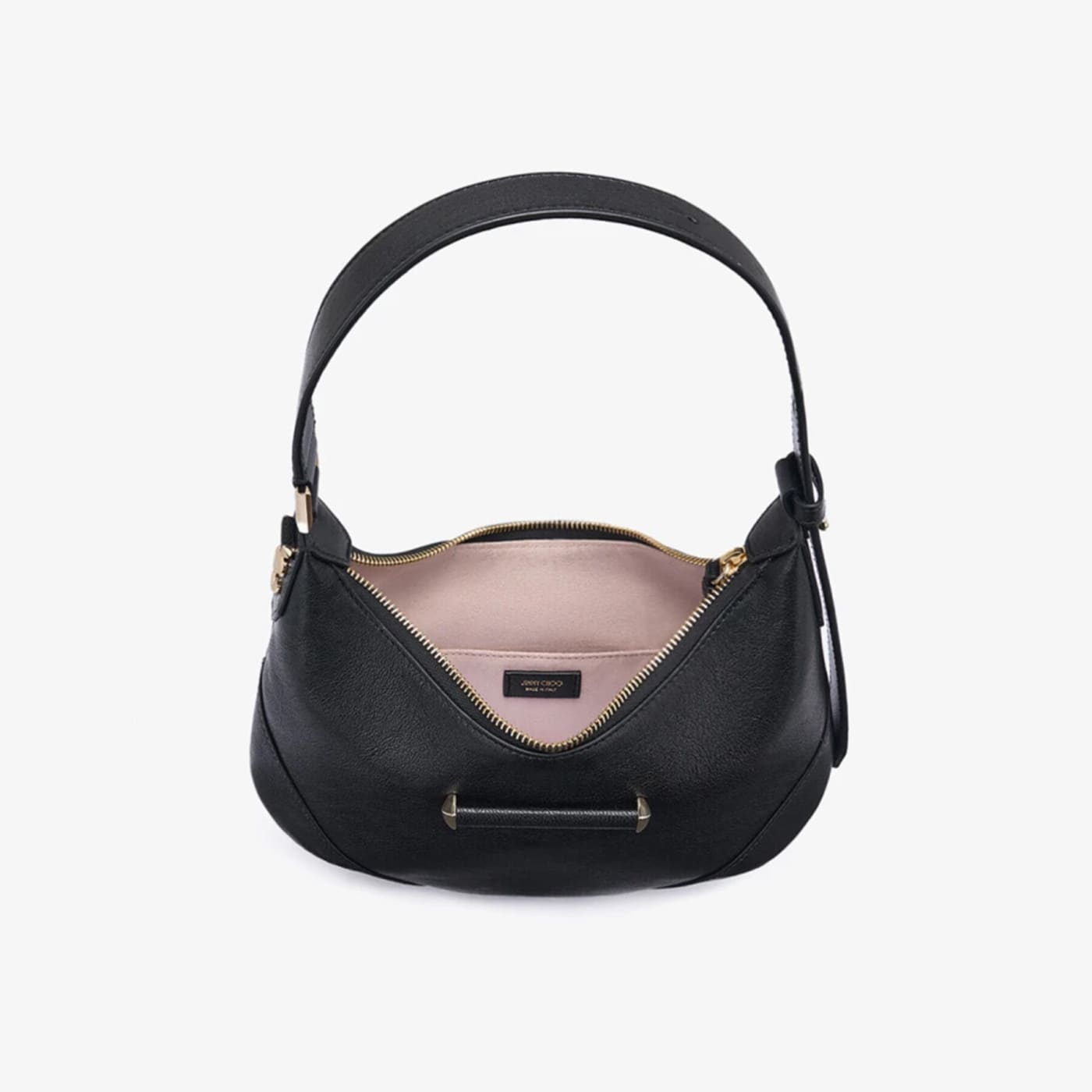 Bar Hobo Small Black Biker Leather Shoulder Bag