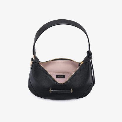 Bar Hobo Small Black Biker Leather Shoulder Bag