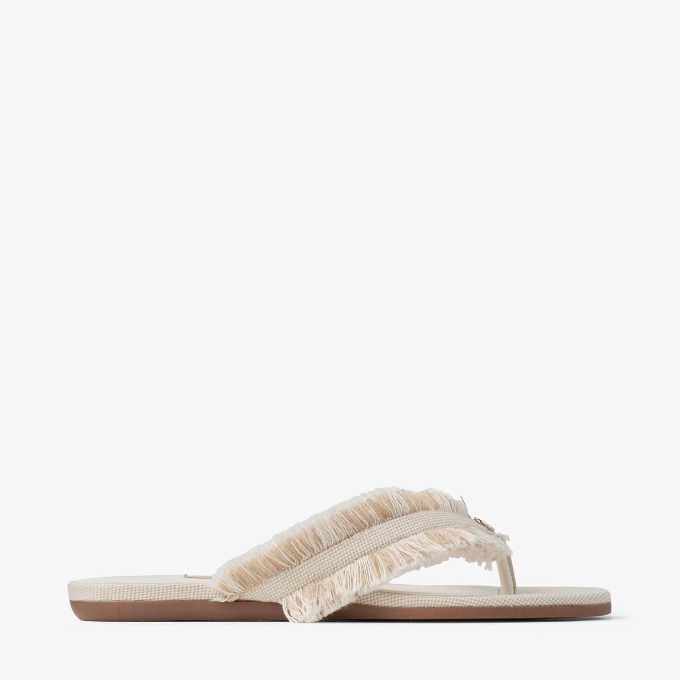 Bay Flat Almond Mix Frayed Flecked Canvas Flat Sandals