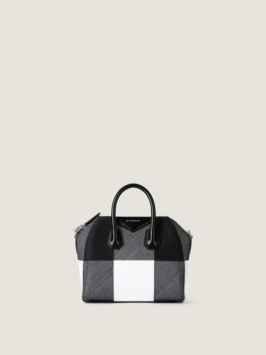 Mini embroidered Antigona bag with checks