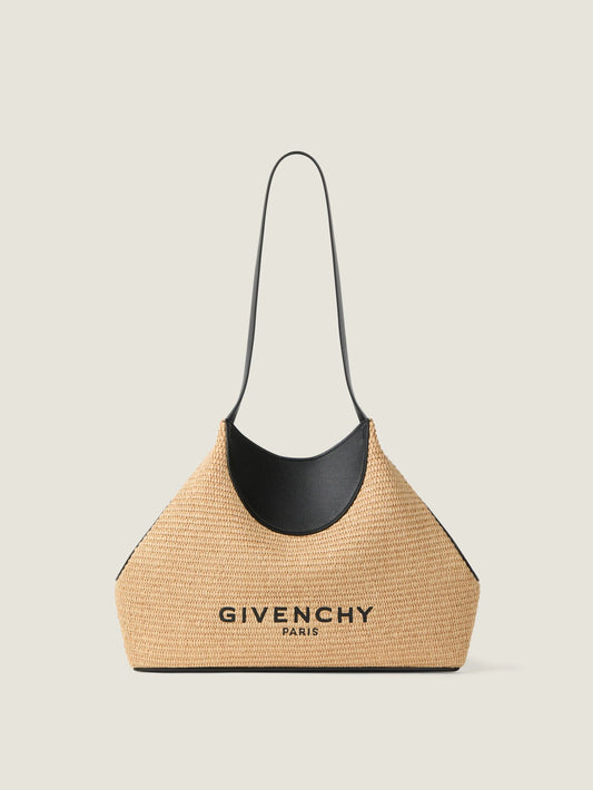 Small Facet tote bag in raffia