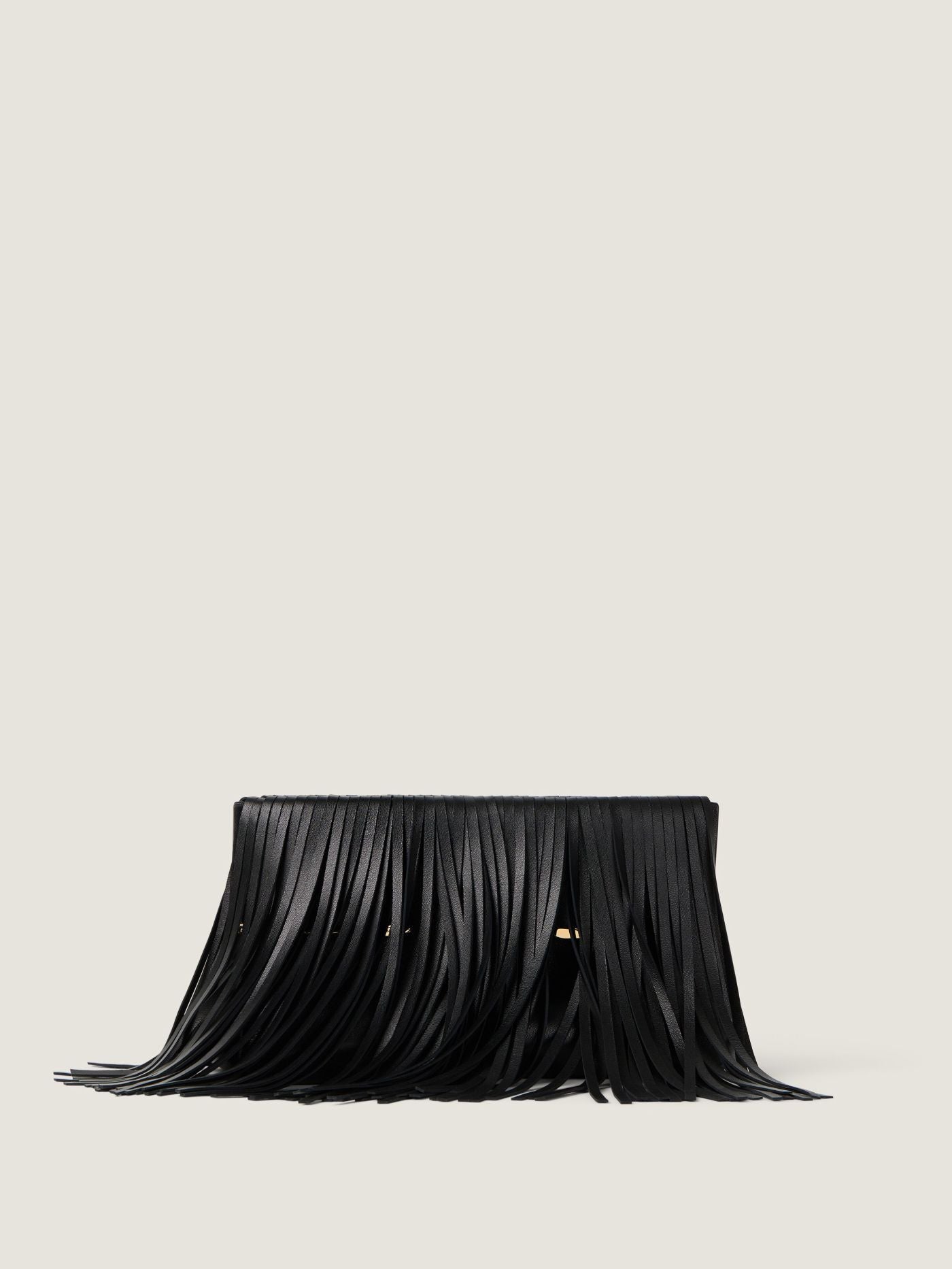 Pinch Soft clutch in nappa leather with fringes