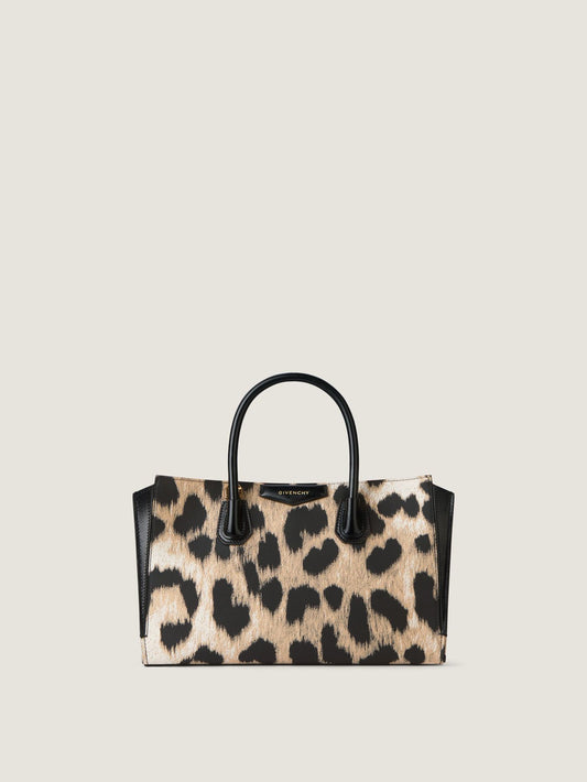 Small Antigona Catchall bag in leopard jacquard