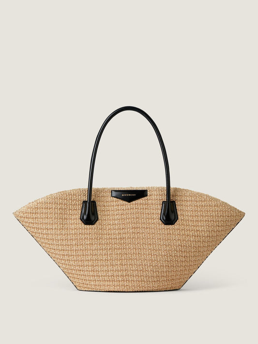 Small Antigona basket bag in raffia