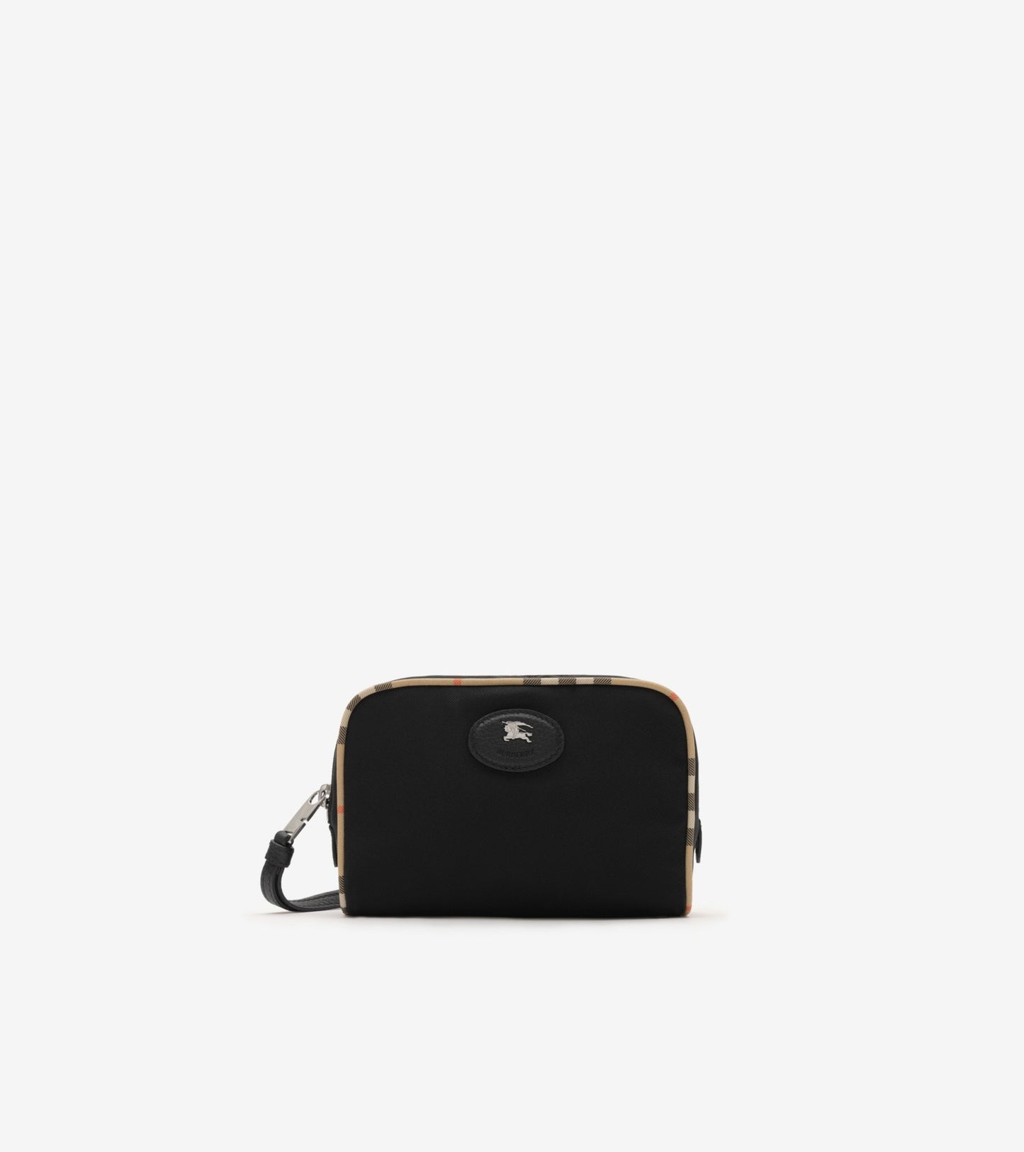 Large Check Trim Travel Pouch in Black
