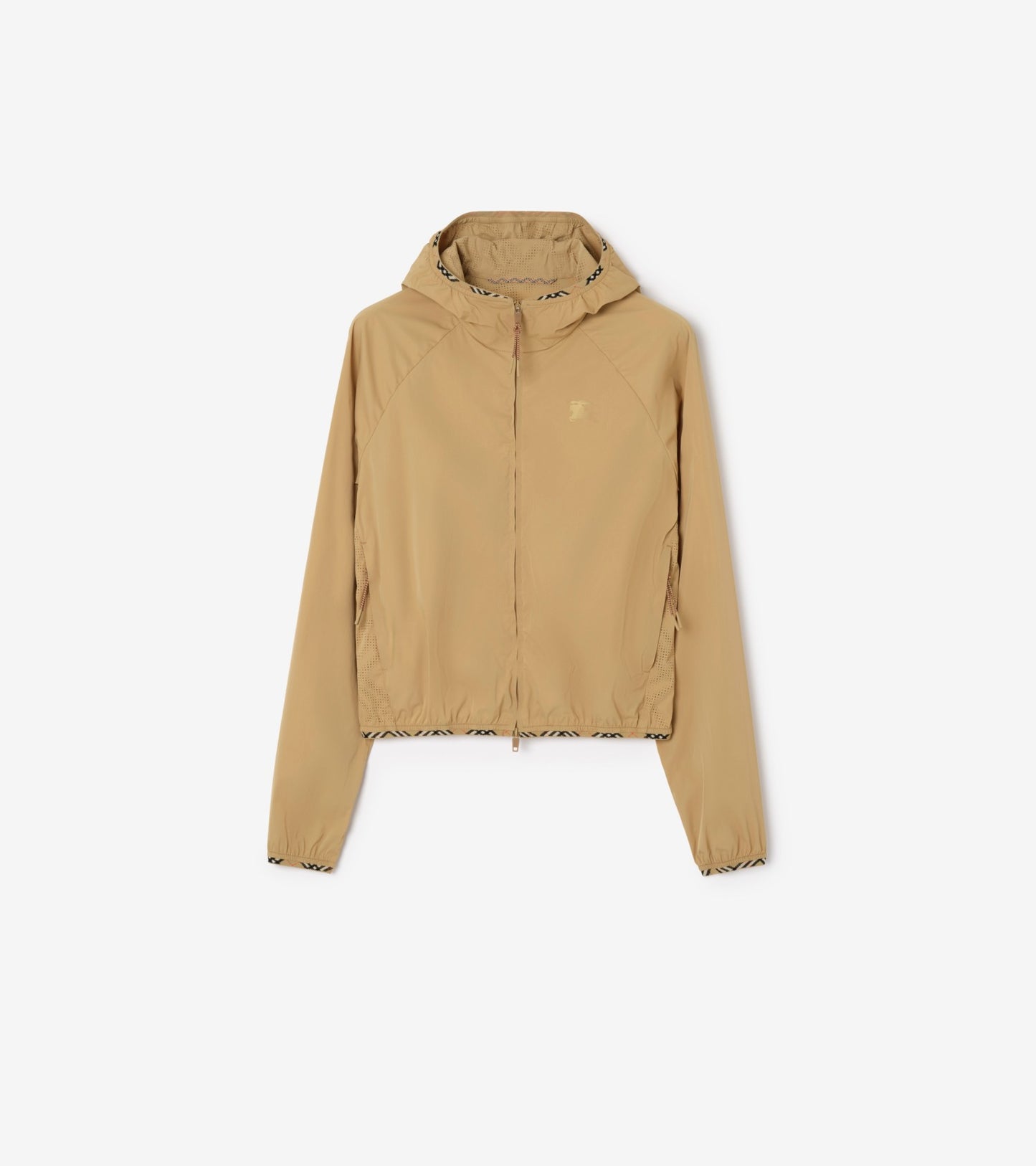 Stretch Nylon Hooded Jacket in Beige