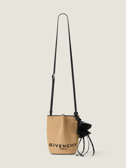 Nano Snap bucket bag in raffia