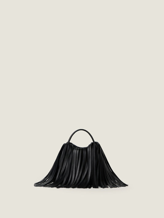 Nano Facet tote bag in leather with fringes