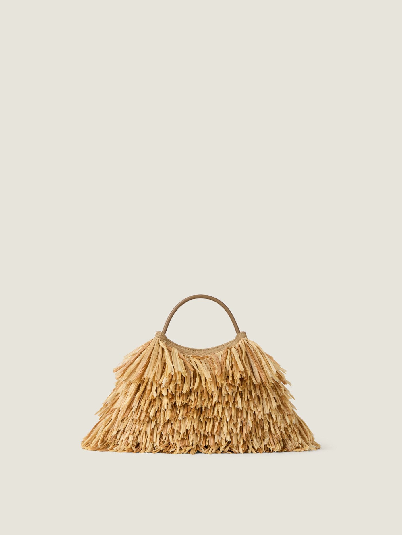 Nano Facet tote bag in raffia with fringes